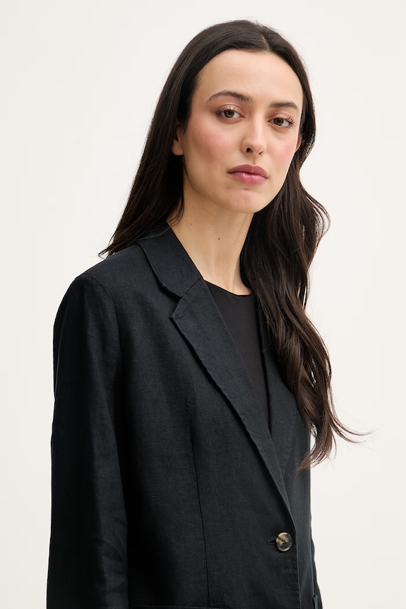 Tommy Hilfiger sako dámske s ľanom čierna WW0WW49598