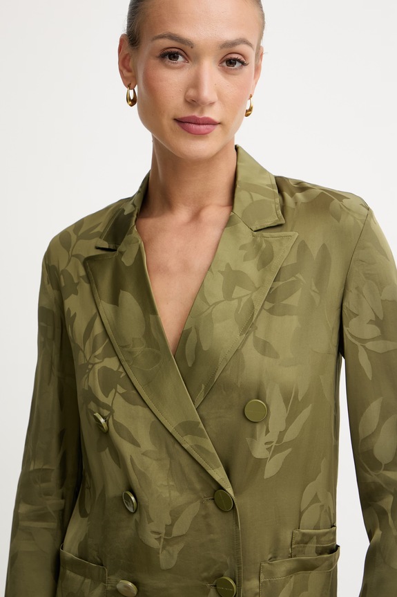 Armani Exchange sacou cu două rânduri de nasturi pentru femei, din vâscoză verde XW002010.AF21551