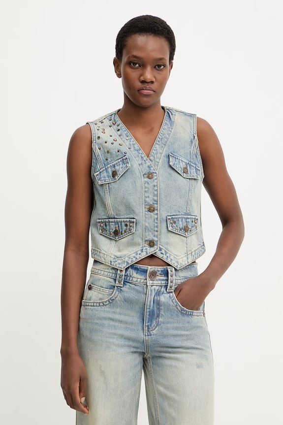 Miss Sixty vestă jeans necaptusit albastru 6M1WJ46000