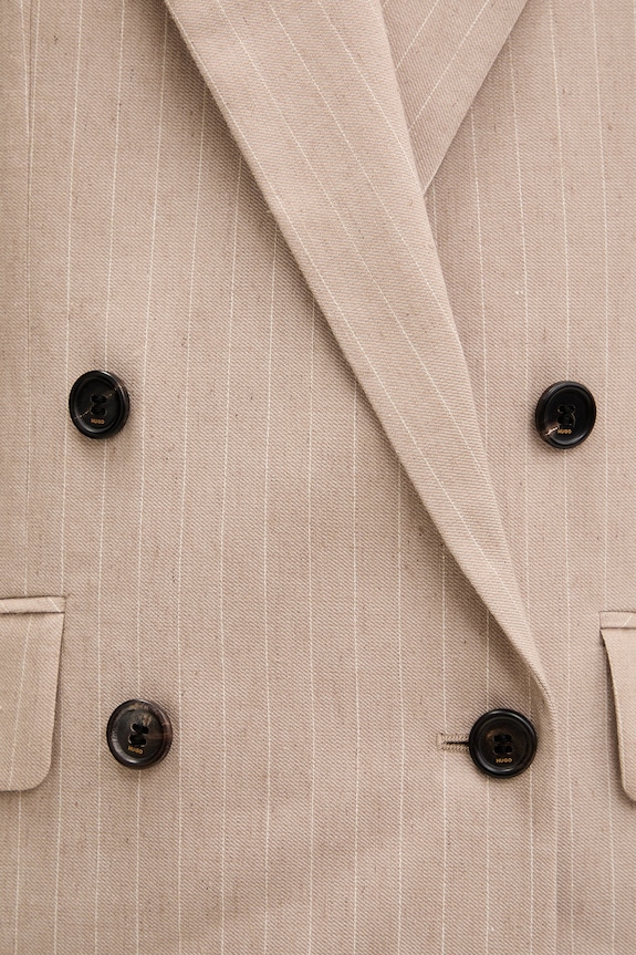 HUGO dvoredni sako za žene s dodatkom lana Azenia 50559509 bež