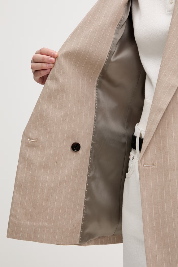 HUGO dvoredni sako za žene s dodatkom lana Azenia 50559509