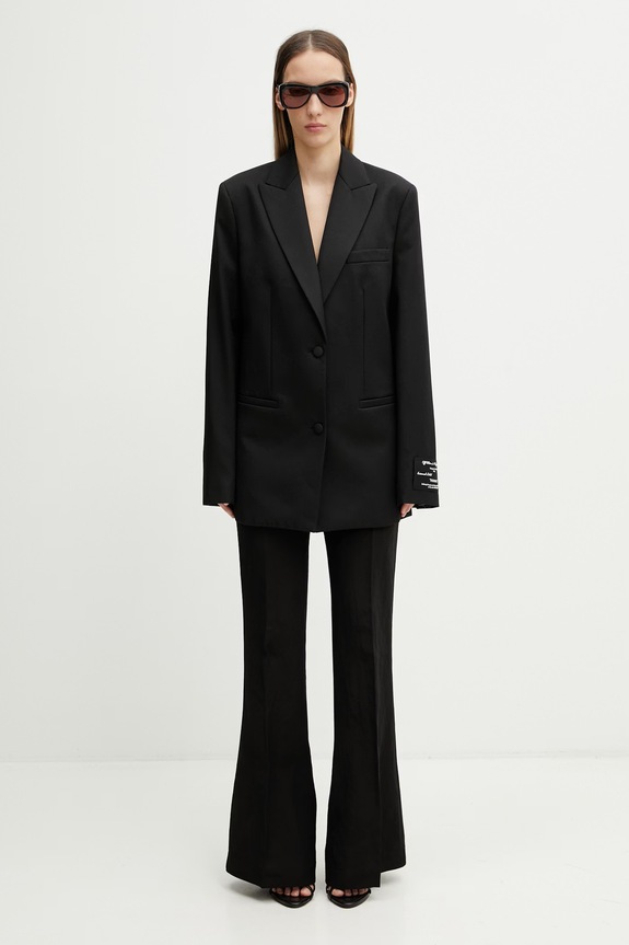Off-White Tomboy Label Сако с едноредно закопчаване от вълна дамско 2EF099C99FAB002 черен