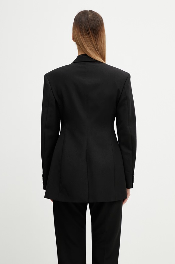 Ρούχα Wales Bonner Suite Tuxedo σταυρωτό σακάκι μάλλινο Γυναικείο WS26JA10.WO01.989 μαύρο