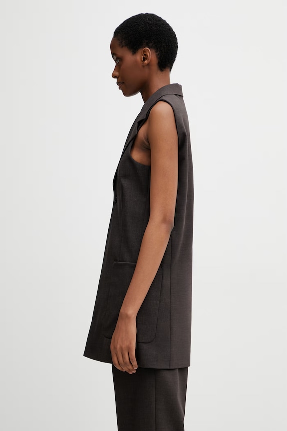 MM6 Maison Margiela kamizelka jednorzędowa damska z wełną S62FB0087.M35733 brązowy SS26