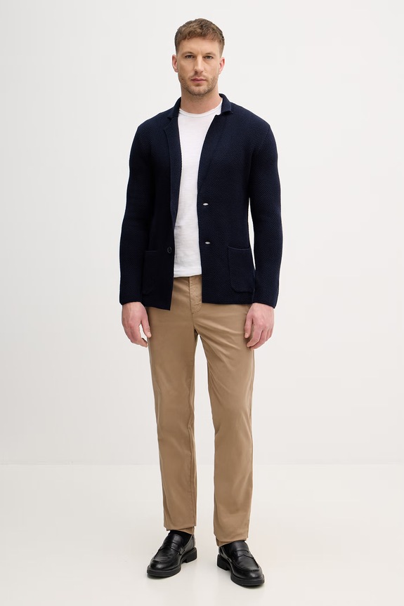 United Colors of Benetton sacou la un rând pentru bărbați, din amestec de lână 1Y6SU601X bleumarin SS26