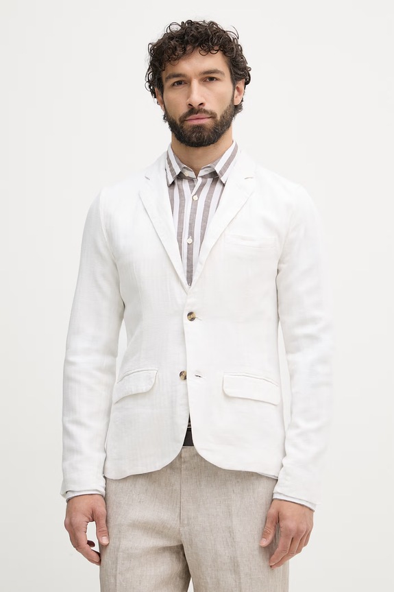 Lindbergh giacca monpetto da uomo con lino bianco 30.304020A