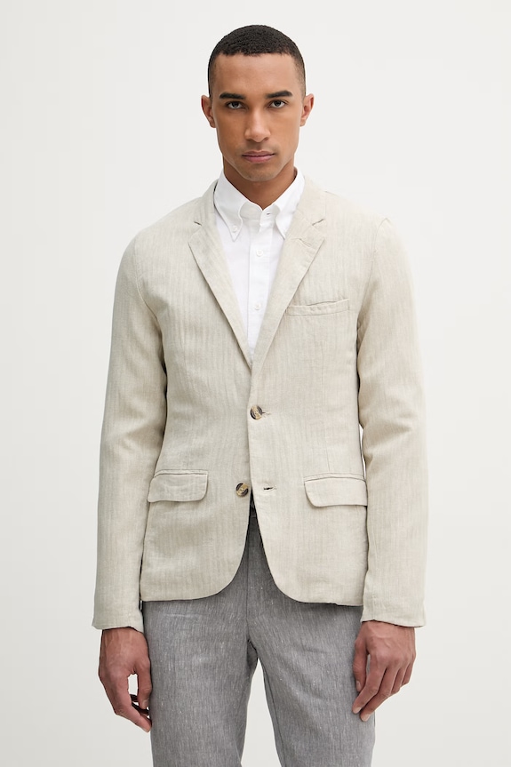 Lindbergh μονόπετο σακάκι ανδρικό με λινό μπεζ 30.304020A