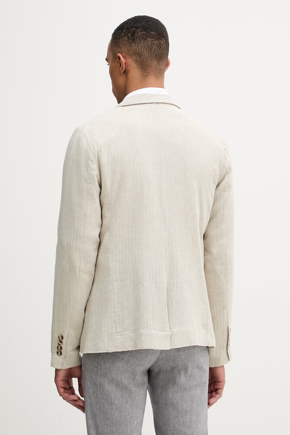 Ρούχα Lindbergh μονόπετο σακάκι ανδρικό με λινό 30.304020A μπεζ