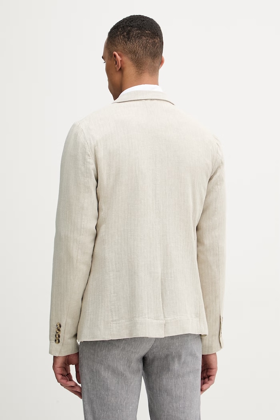 Ρούχα Lindbergh μονόπετο σακάκι ανδρικό με λινό 30.304020A μπεζ