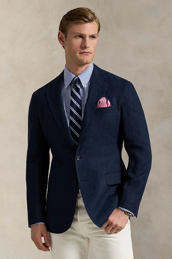 Σακάκι Polo Ralph Lauren slim σκούρο μπλε 715793481