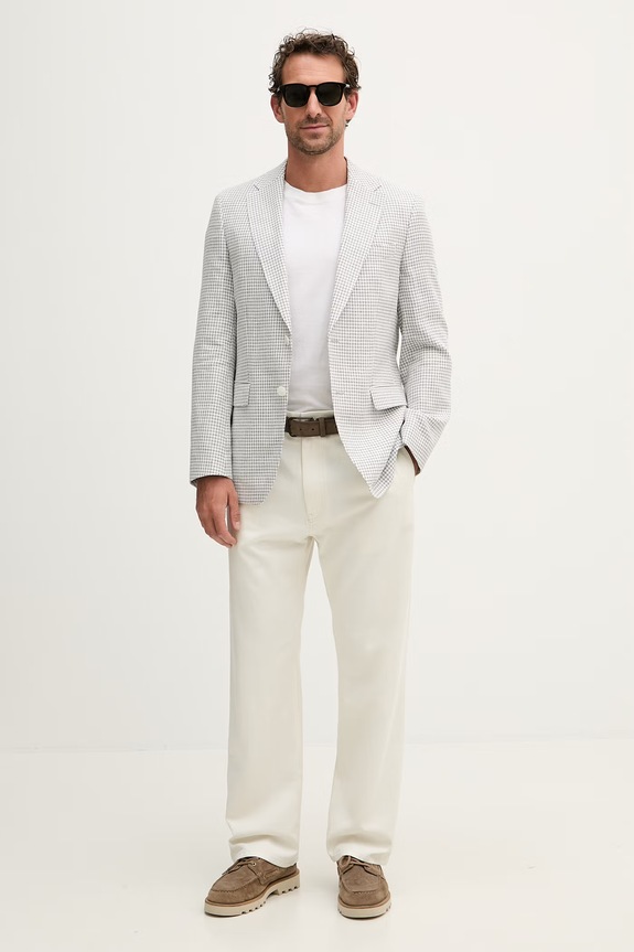 BOSS z dodatkiem lnu Hutson 50561860 szary SS26