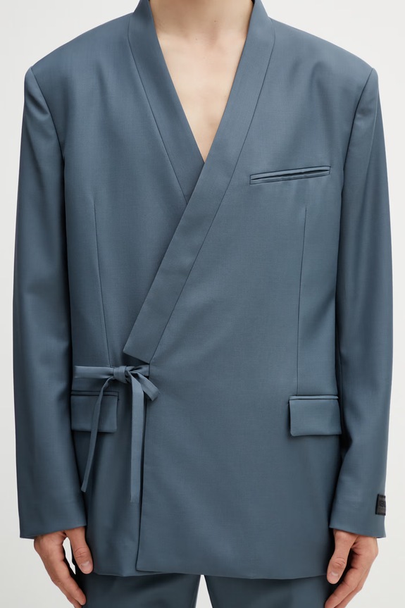 Kenzo Blazer / Gilet marynarka wełniana męska szary FG55VE1609TV