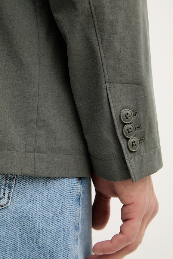 Armani Exchange jednořadé sako pánské s příměsí vlny XM002079.AF22403 zelená