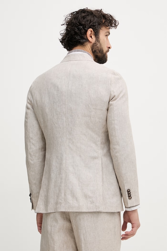 Abbigliamento Michael Kors giacca monopetto da uomo in lino MK0SB01211 beige