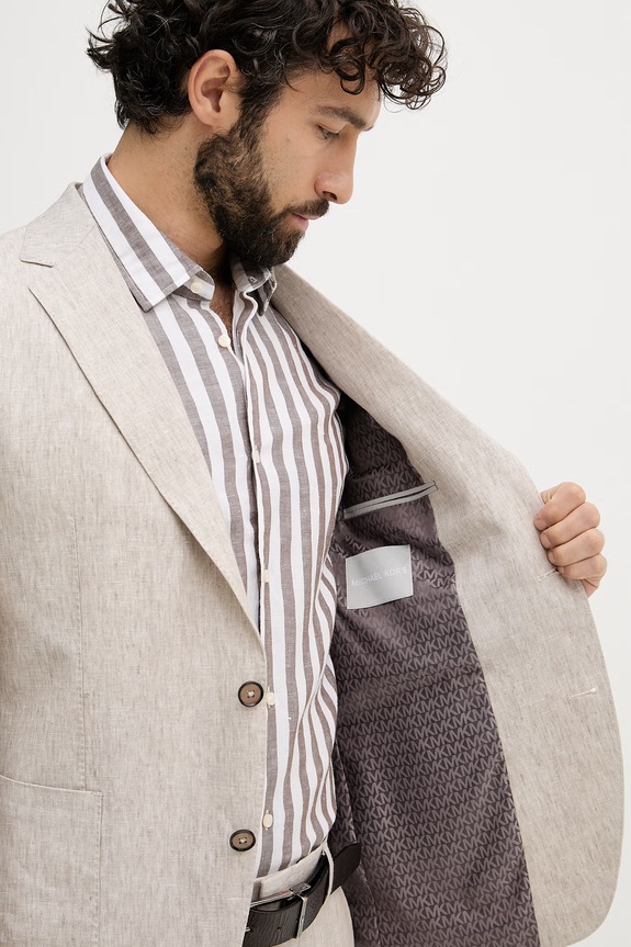 Michael Kors giacca monopetto da uomo in lino MK0SB01211