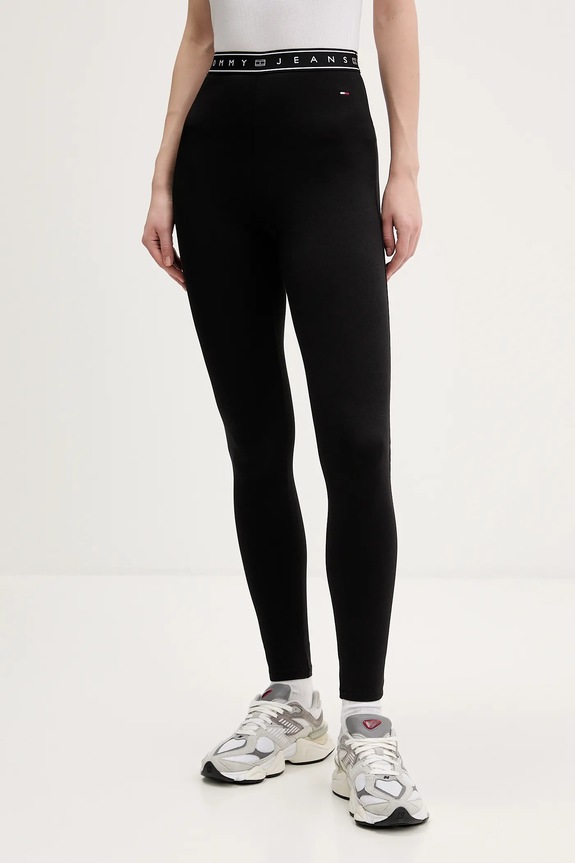 Κολάν Tommy Jeans με ελαστάν μαύρο DW0DW22554