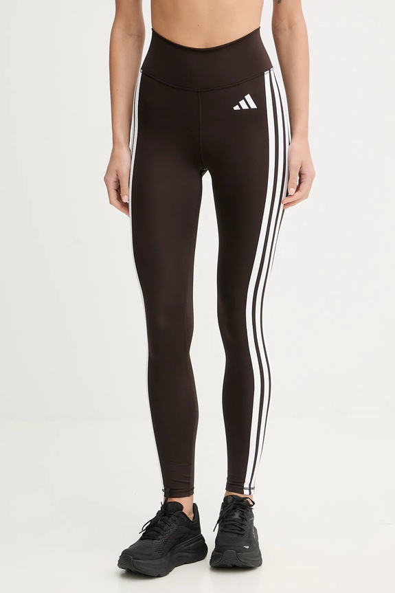 Tréningové legíny adidas Performance Optime nášivka hnedá KC2947