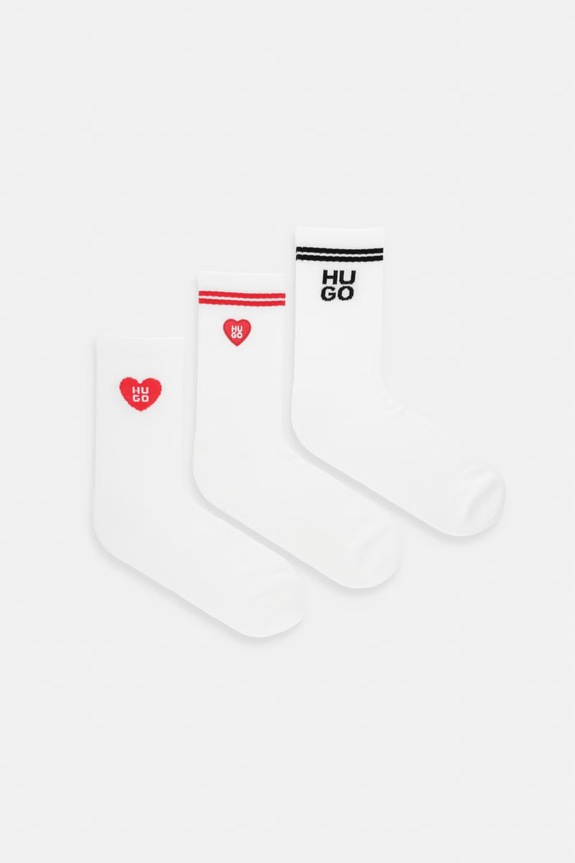 Čarape HUGO 3P QS LOVE YOU CC W 3-pack print bijela 50553452
