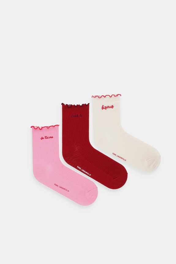 Κάλτσες Karl Lagerfeld KARL SLOGAN 3-pack ψηλές κάλτσες ροζ B1W47039