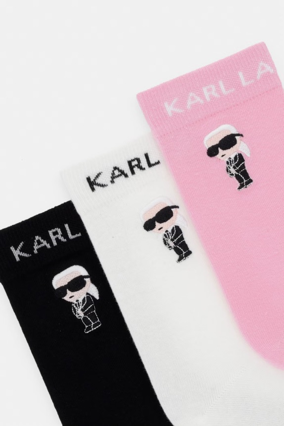 Karl Lagerfeld čarape za žene s pamukom K/IKON 3-pack A4W47037 roza SS26