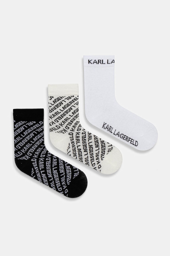 Ponožky Karl Lagerfeld K/MONOGRAM 3-pack dlouhé ponožky bílá A4W47033