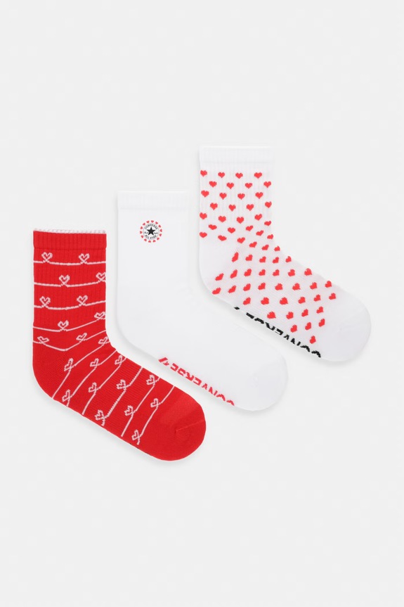 Converse skarpety damskie x CHUCKS IN LOVE 3-pack czerwony WC0713