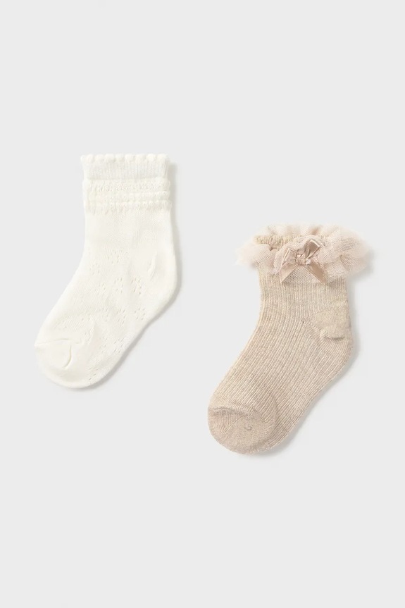 Mayoral șosete copii 2-pack bej 10140.4D.Baby.PPY2