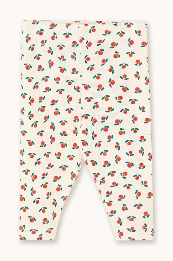 Tinycottons leggins bebe TINY ROSES RIB BABY PANT tricotaj alb SS26.103