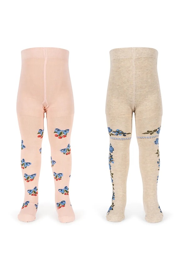 Konges Sløjd rajstopy dziecięce 2 PACK FLOWER AND CHERRY JACQUARD TIGHTS 2-pack KS104585.PPY2 różowy SS26