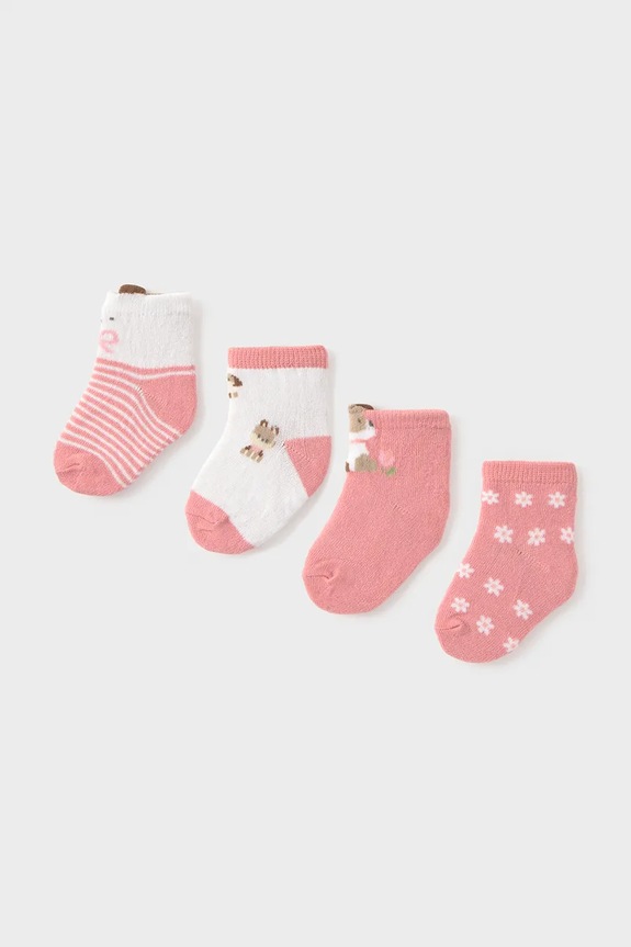 Mayoral Newborn skarpetki niemowlęce 4-pack różowy 9054.2D.Newborn.PPY2