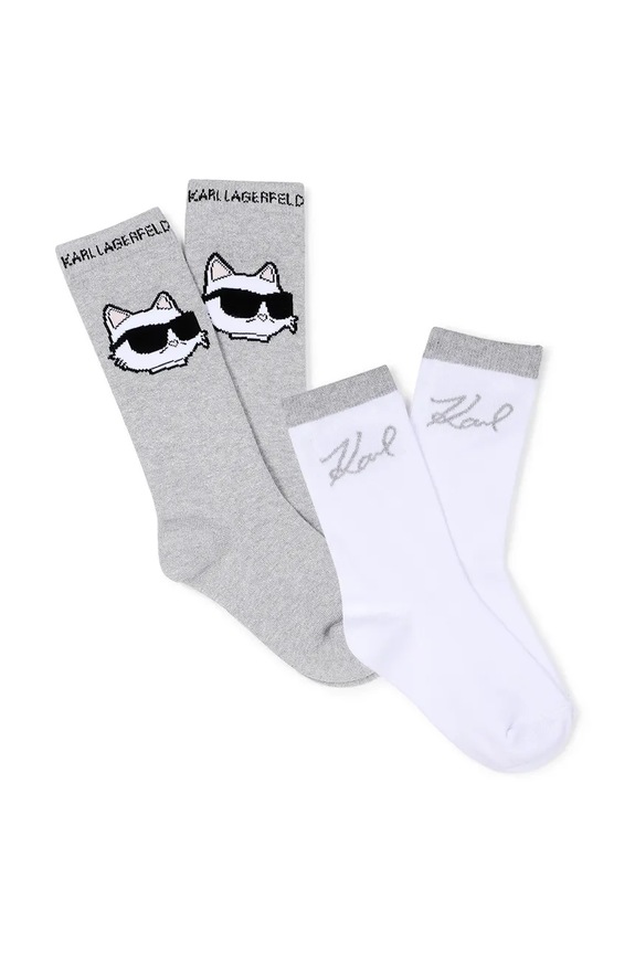 Karl Lagerfeld skarpetki dziecięce z bawełną 2-pack szary Z31205