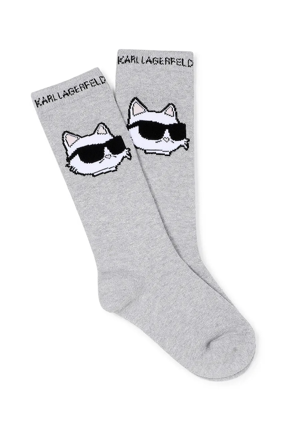 Karl Lagerfeld skarpetki dziecięce z bawełną 2-pack Z31205 szary SS26