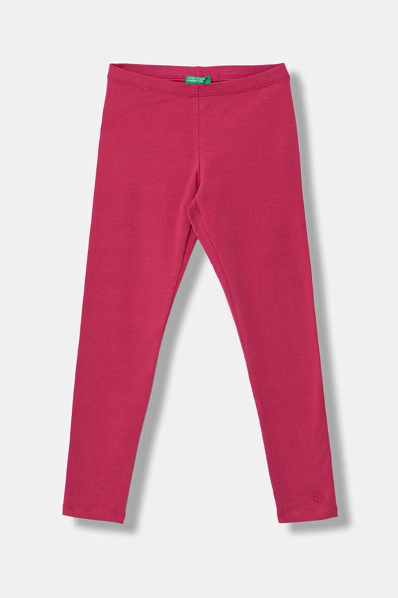 United Colors of Benetton legginsy dziecięce bawełniane z elastanem różowy 3MT1CF02G.G.Stagionale