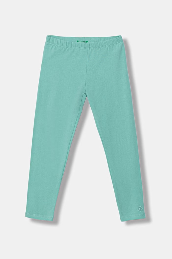 United Colors of Benetton legginsy dziecięce bawełniane z elastanem turkusowy 3MT1GF01L.P.Stagionale