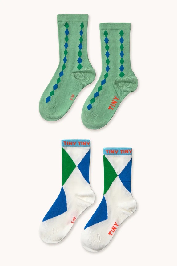 Tinycottons gyerek zokni DIAMOND MEDIUM SOCKS 2 pár türkiz SS26.541