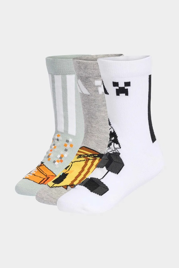 Βαμβακερές παιδικές κάλτσες adidas Performance MINECRAFT 3-pack λευκό KA9904