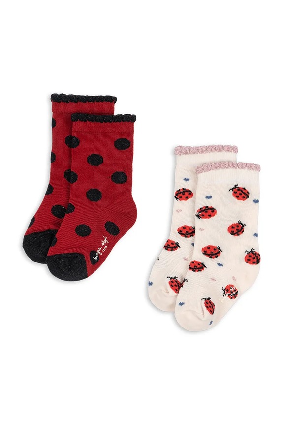 Dječje čarape Konges Sløjd 2 PACK LADYBUG JACQUARD SOCKS crvena KS104590.PPY2