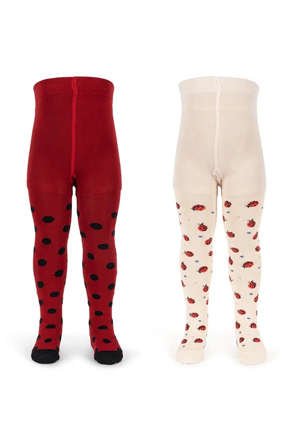 Konges Sløjd rajstopy dziecięce 2 PACK LADYBUG JACQUARD TIGHTS czerwony KS104591.PPY2