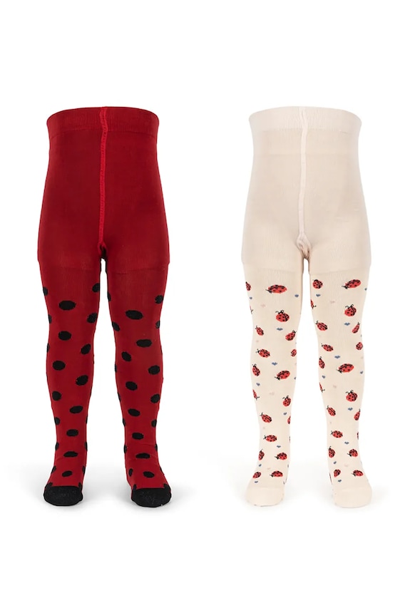 Konges Sløjd rajstopy dziecięce 2 PACK LADYBUG JACQUARD TIGHTS czerwony KS104591.PPY2