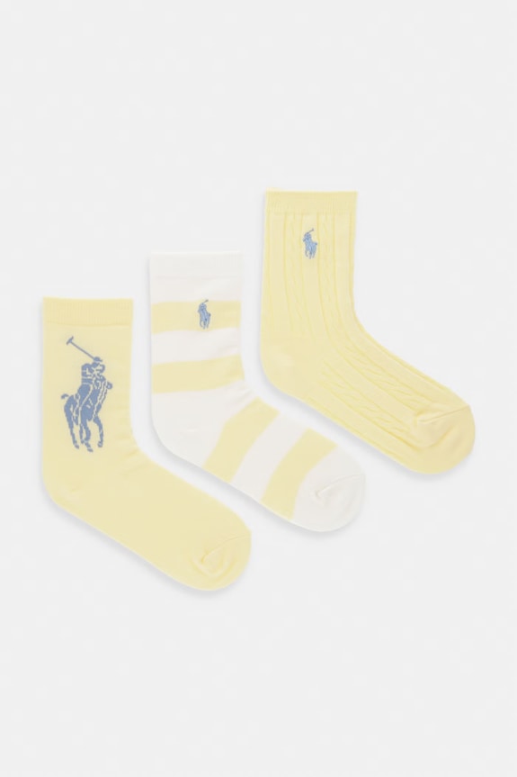 Polo Ralph Lauren skarpety dziecięce 3-pack żółty 447P11078002