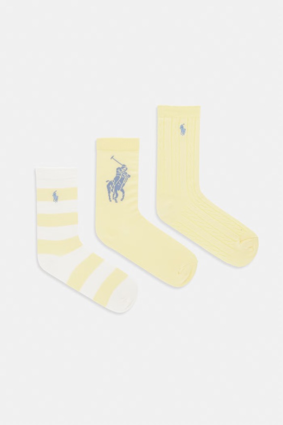 Polo Ralph Lauren skarpety dziecięce 3-pack żółty 448P11078002