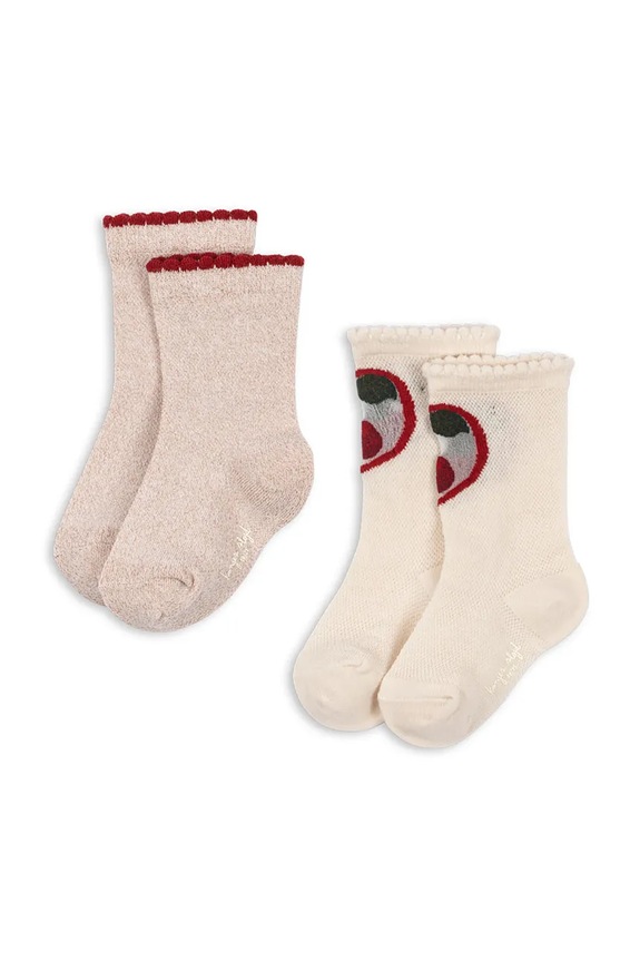 Konges Sløjd skarpety dziecięce 2 PACK CHERRY ROSE SOCKS 2-pack beżowy KS105215.PPY2