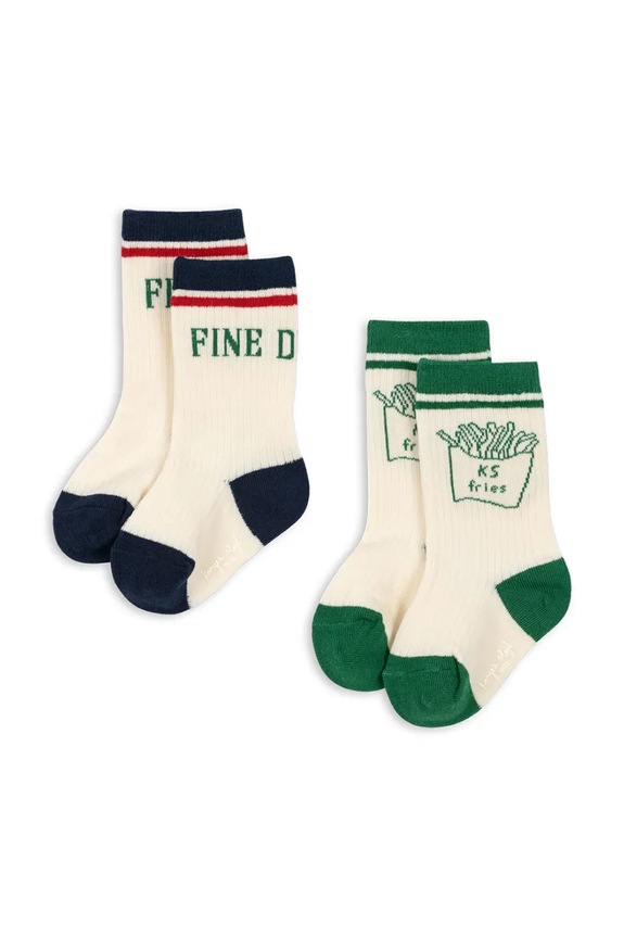 Konges Sløjd skarpety dziecięce 2 PACK RIB FRIES SOCKS 2-pack beżowy KS105227.PPY2