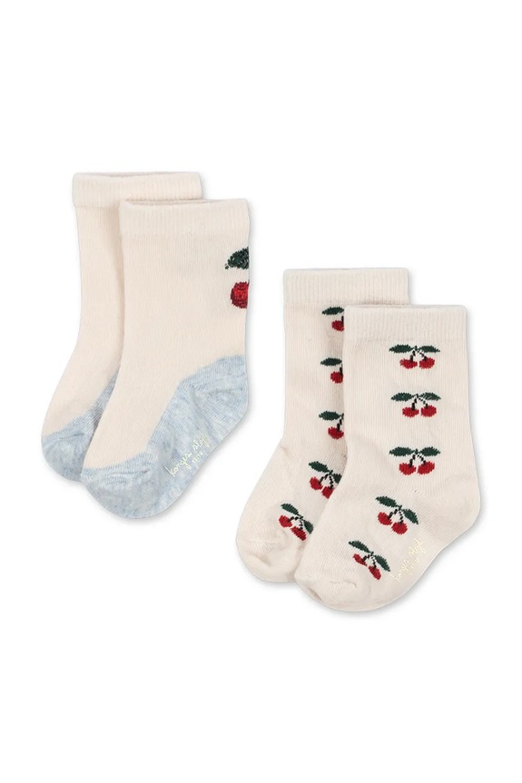 Konges Sløjd čarape za djecu 2-pack JACQUARD CHERRY SOCKS bež KS105222.PPY2