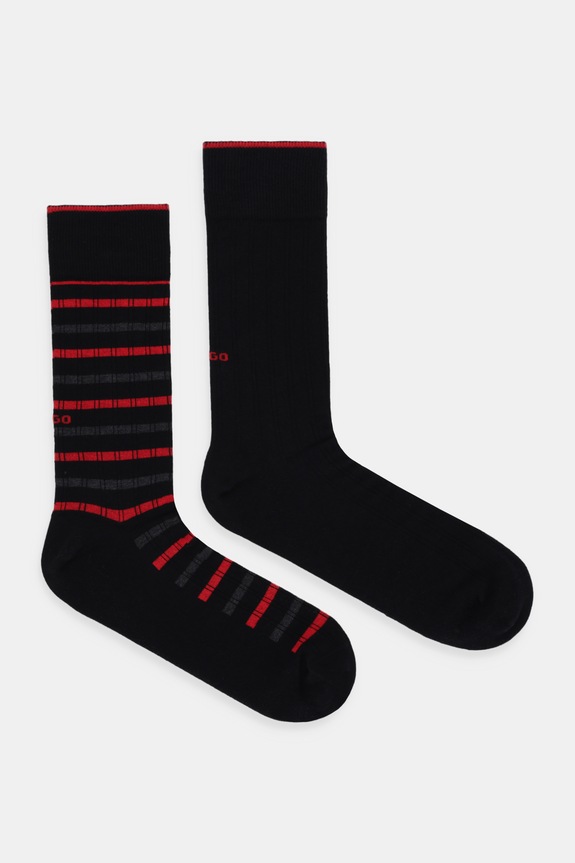 Ponožky HUGO 2-pak 2P RS RIB STRIPE CC dlhé ponožky čierna 50553196