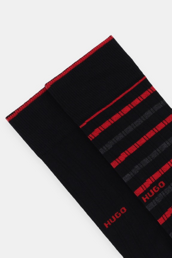 Ponožky HUGO 2-pak 2P RS RIB STRIPE CC 50553196 čierna SS26