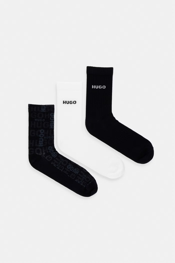 Čarape HUGO 3P QS LOGO PIQUET CC 3-pack print crna 50553208