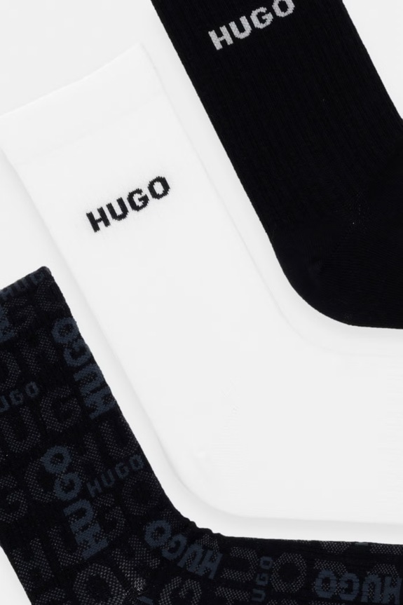 Čarape HUGO 3P QS LOGO PIQUET CC 3-pack 50553208 crna SS26