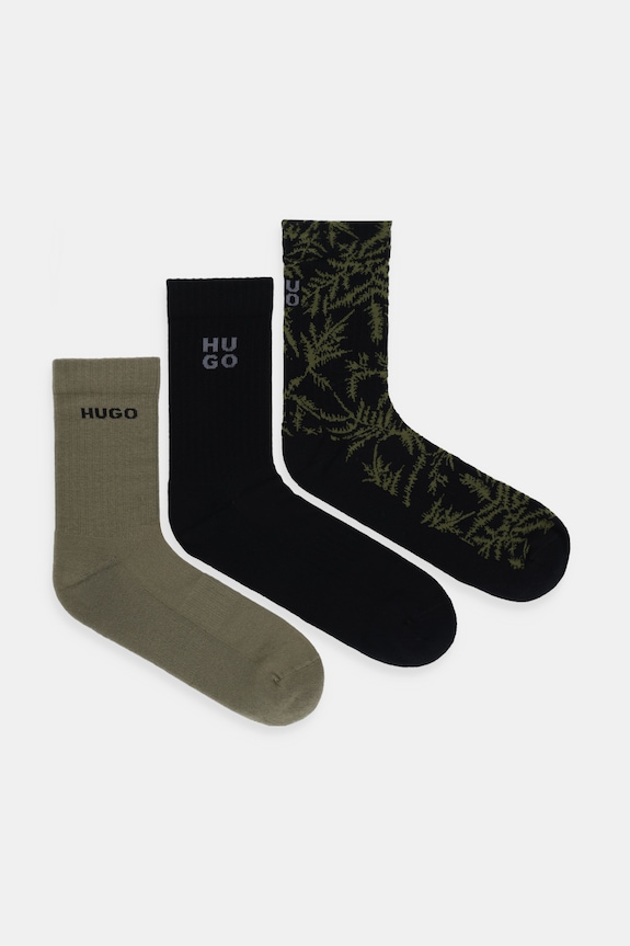 Ponožky HUGO 3P QS RIB FERN CC 3-pak dlhé ponožky čierna 50553216