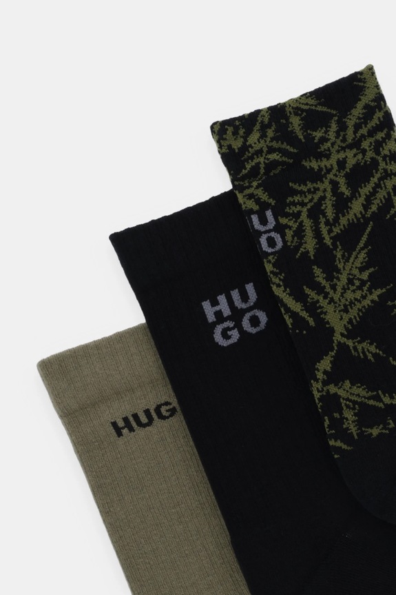 Ponožky HUGO 3P QS RIB FERN CC 3-pak 50553216 čierna SS26